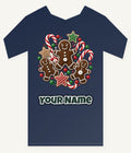 Gingerbread Men and Candy Canes Personalised Kids Tee and Baby Bodysuit