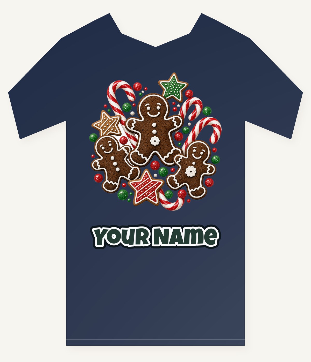 Gingerbread Men and Candy Canes Personalised Kids Tee and Baby Bodysuit