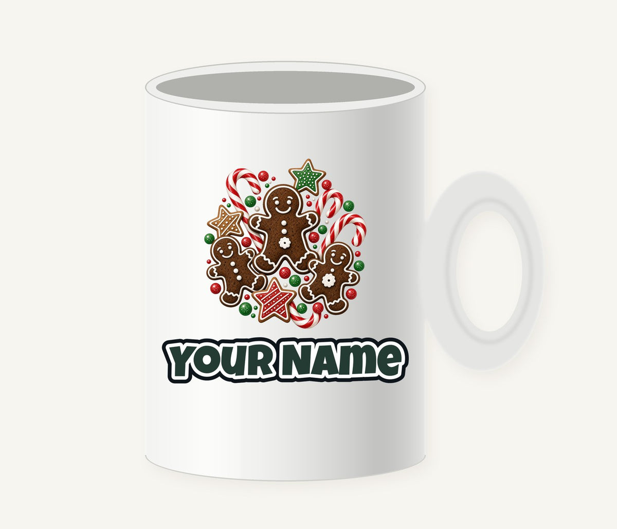 Gingerbread Men and Candy Canes Personalised Christmas Mug