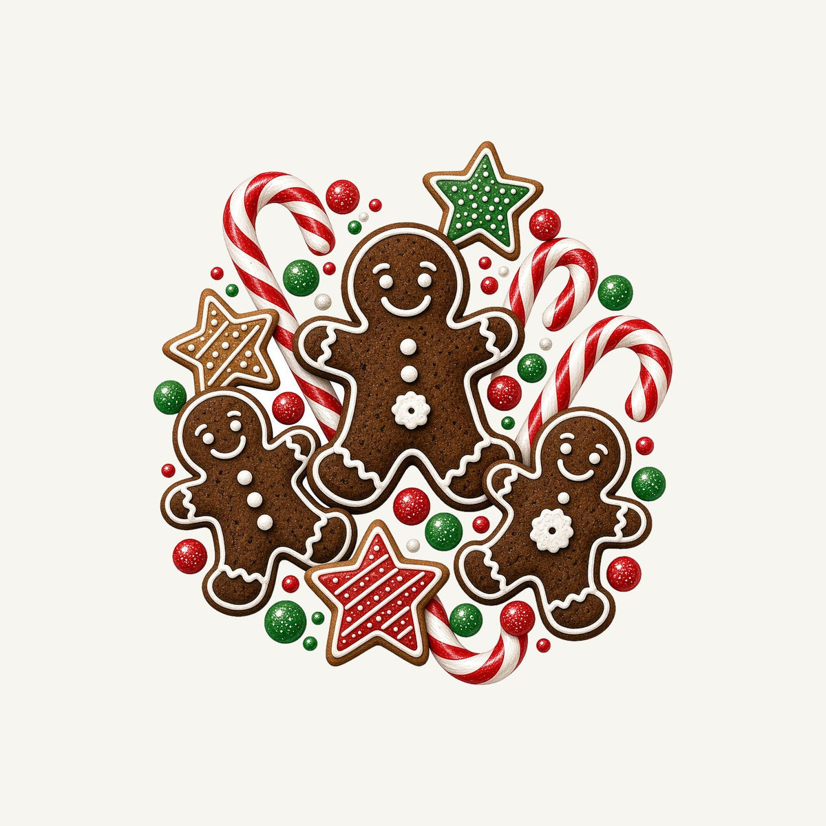 Gingerbread Men and Candy Canes Personalised Christmas T-Shirt and Hoodie