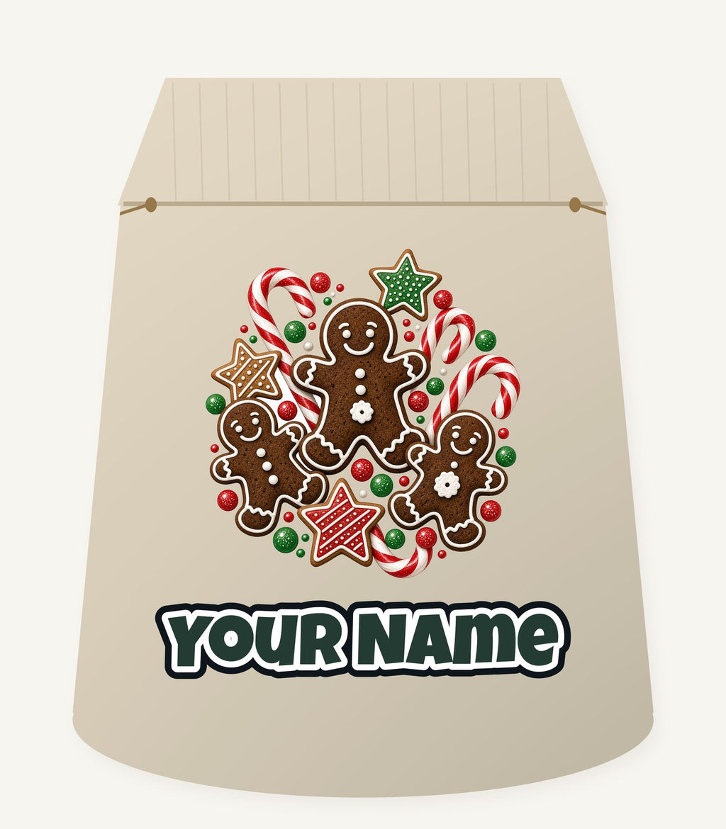 Gingerbread Men and Candy Canes Personalised Santa Sack
