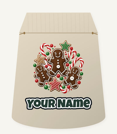 Gingerbread Men and Candy Canes Personalised Santa Sack