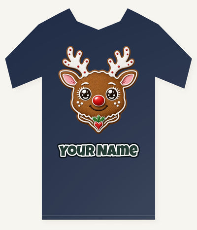 Gingerbread Reindeer Cookie Personalised Kids Tee and Baby Bodysuit