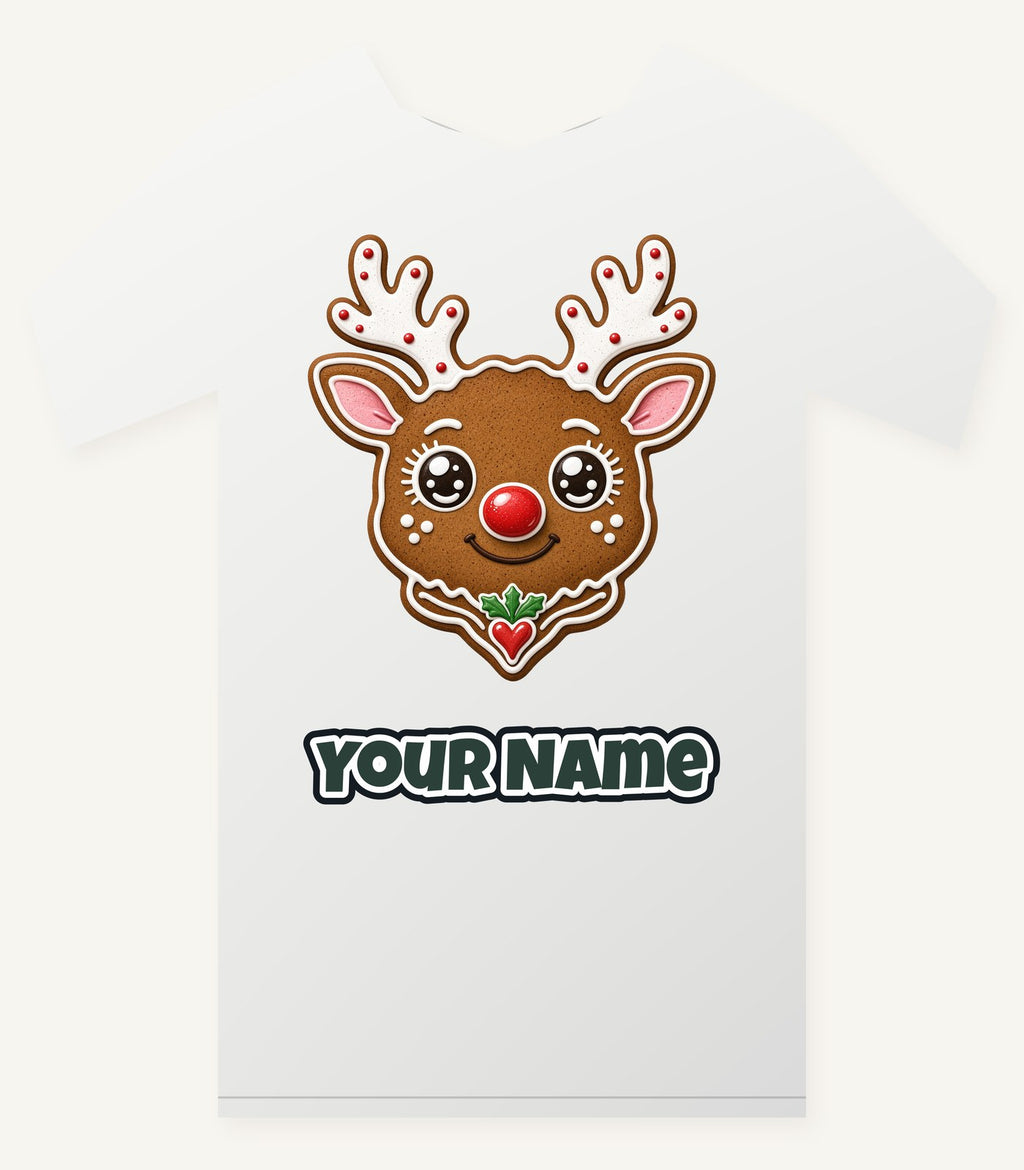 Gingerbread Reindeer Cookie Personalised Christmas T-Shirt and Hoodie