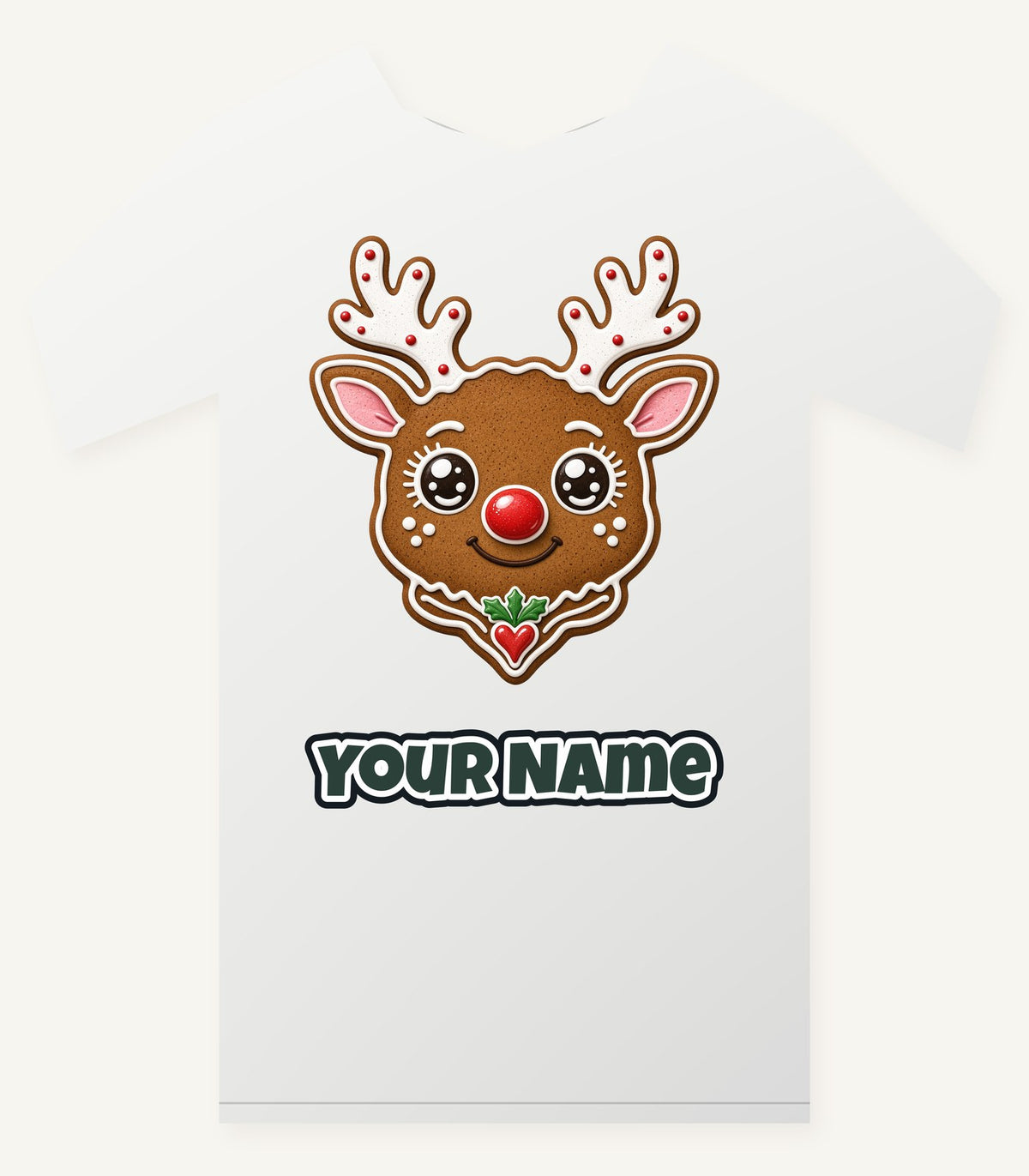 Gingerbread Reindeer Cookie Personalised Christmas T-Shirt and Hoodie