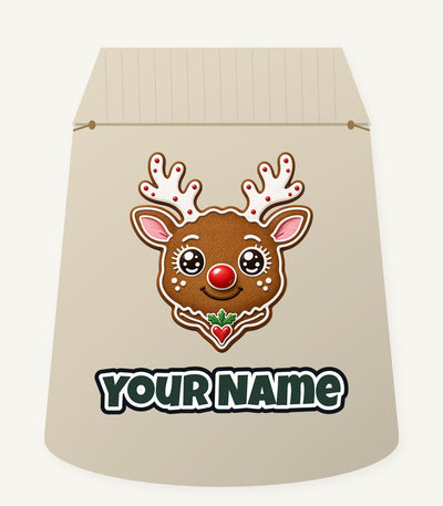 Gingerbread Reindeer Cookie Personalised Santa Sack