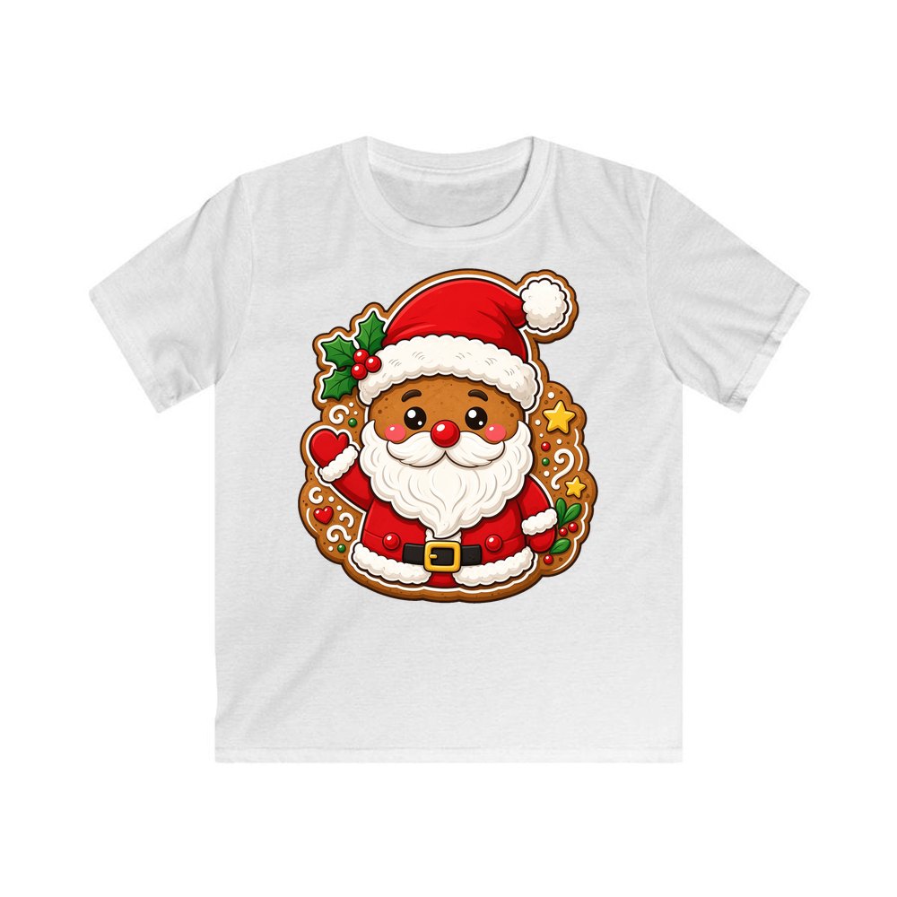 Gingerbread Santa Biscuit personalised kids Christmas tee in white