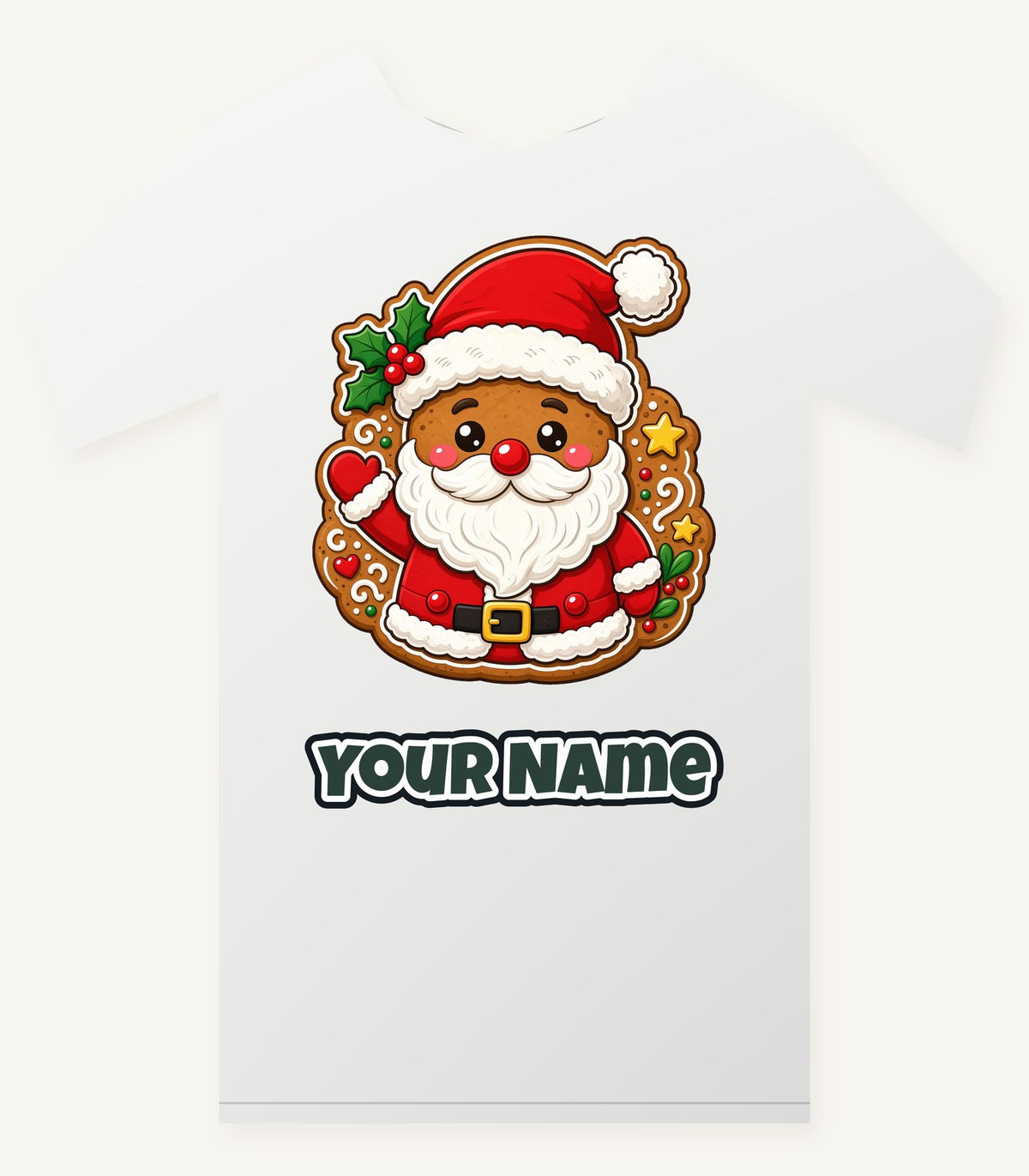 Gingerbread Santa Biscuit Personalised Christmas T-Shirt and Hoodie