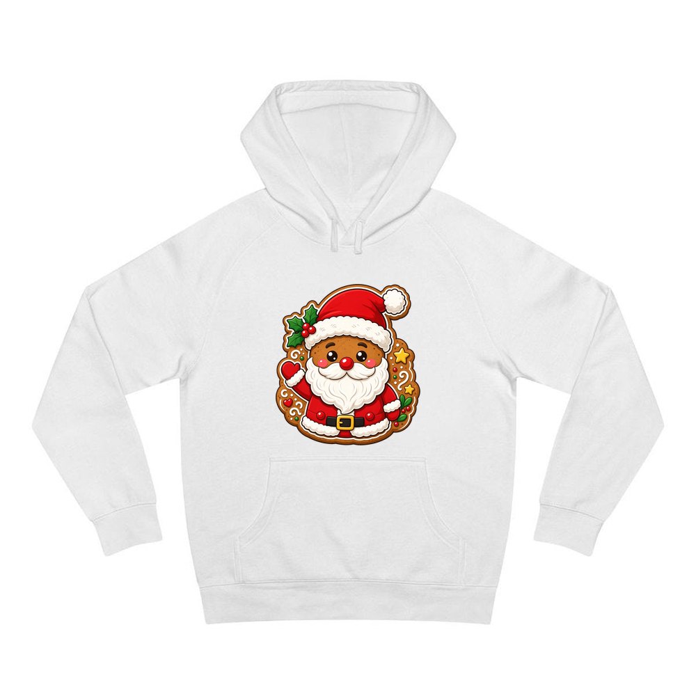 Gingerbread Santa Biscuit personalised Christmas hoodie in white