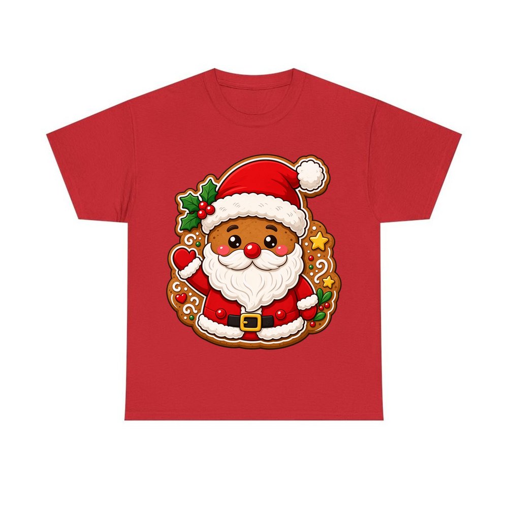 Gingerbread Santa Biscuit personalised Christmas T-shirt in red