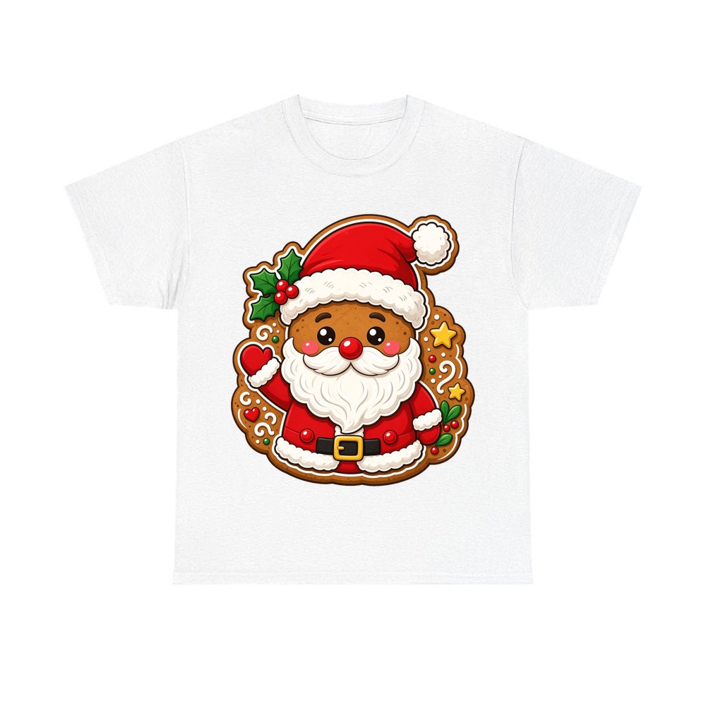 Gingerbread Santa Biscuit personalised Christmas T-shirt in white