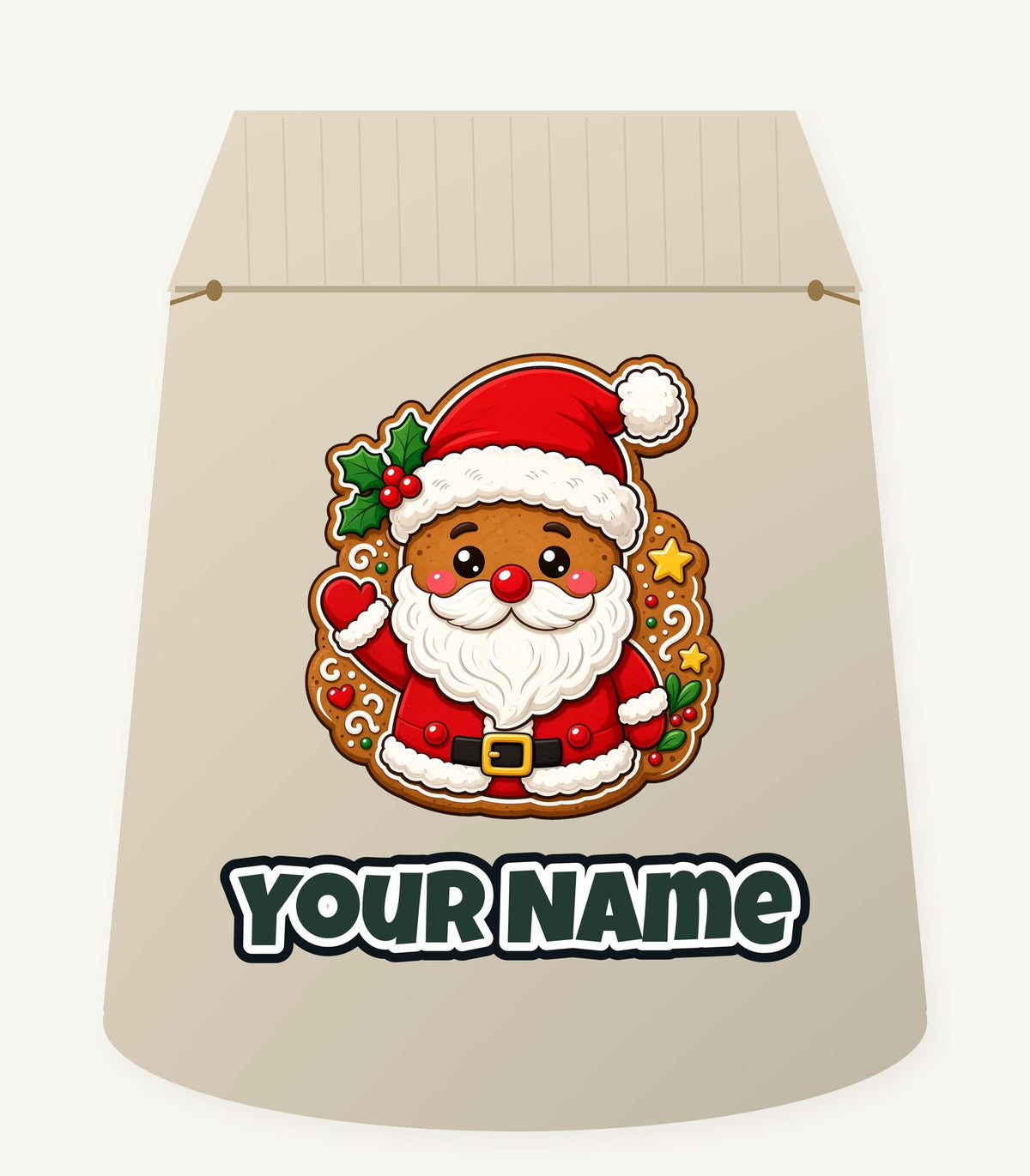 Gingerbread Santa Biscuit Personalised Santa Sack