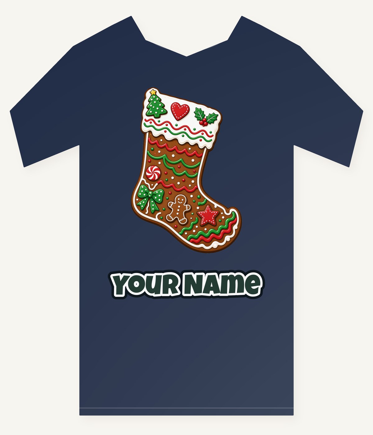 Gingerbread Stocking Biscuit Personalised Kids Tee and Baby Bodysuit