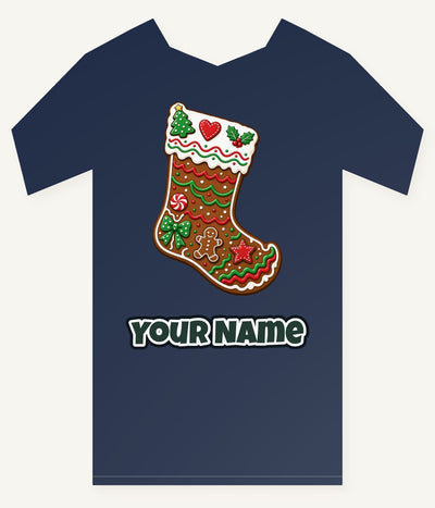 Gingerbread Stocking Biscuit Personalised Kids Tee and Baby Bodysuit