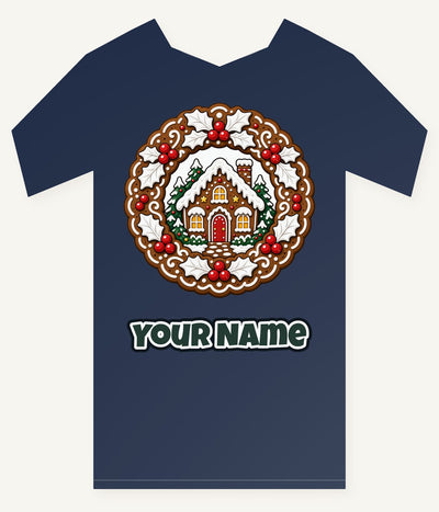 Gingerbread Wreath With House Personalised Kids Tee and Baby Bodysuit