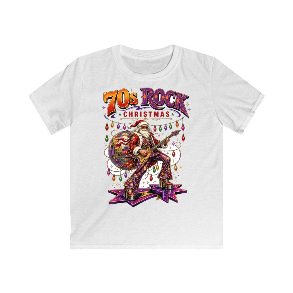 Glam Rock Santa personalised kids Christmas tee in white