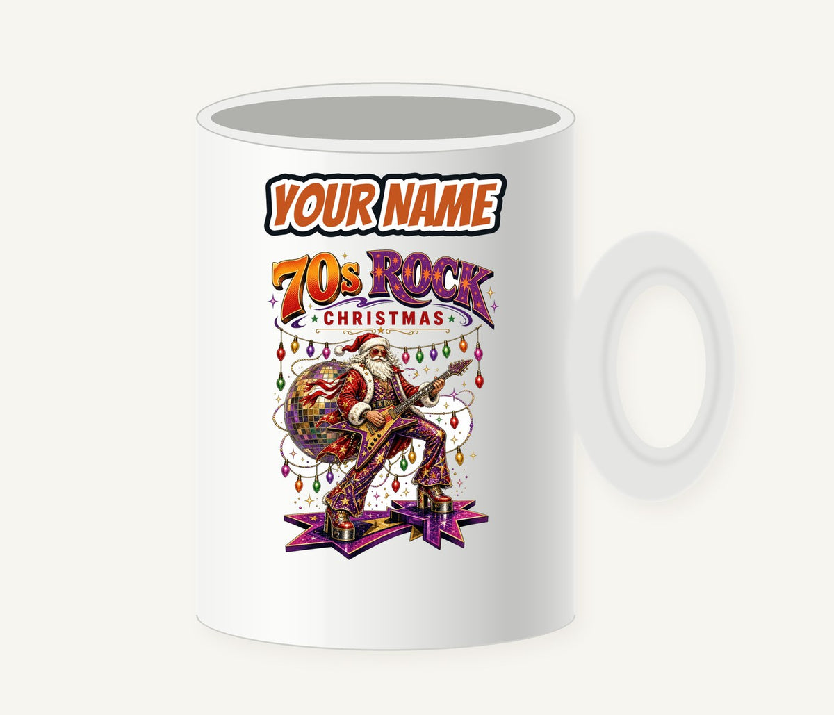 Glam Rock Santa Personalised Christmas Mug