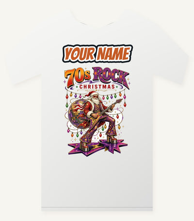 Glam Rock Santa Personalised Christmas T-Shirt and Hoodie