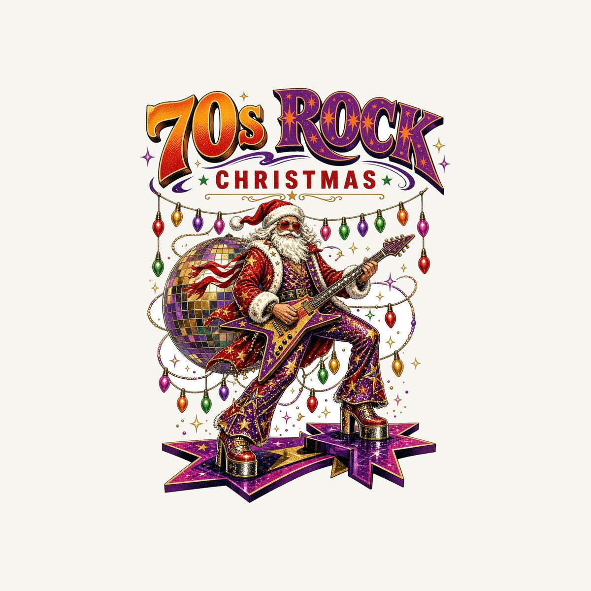 Glam Rock Santa Personalised Christmas T-Shirt and Hoodie