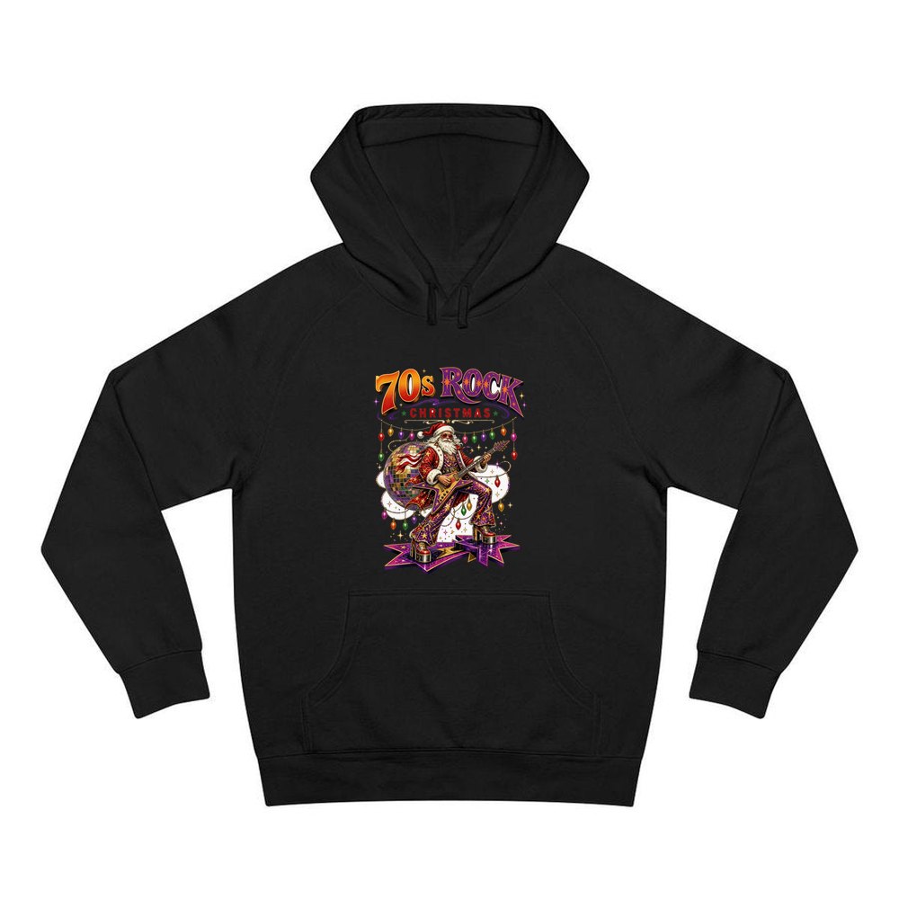 Glam Rock Santa personalised Christmas hoodie in black
