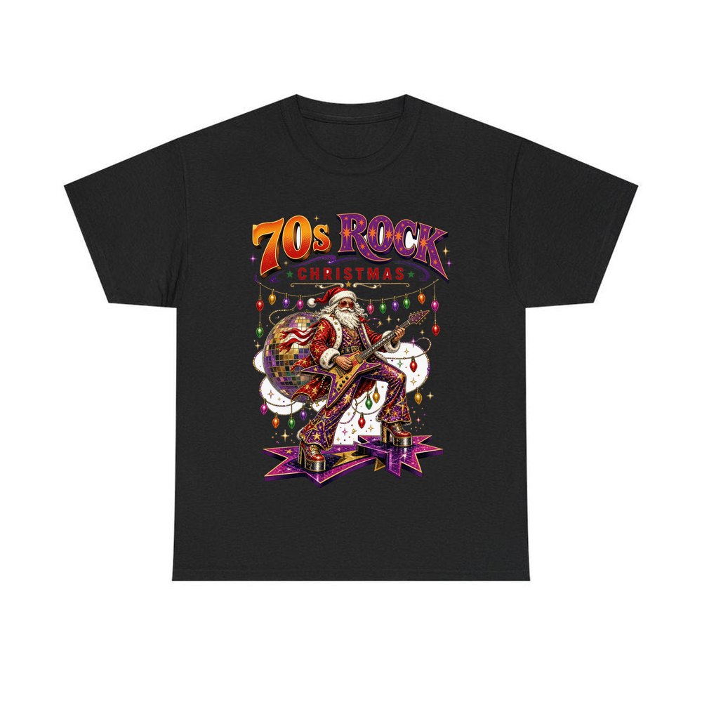 Glam Rock Santa personalised Christmas T-shirt in black