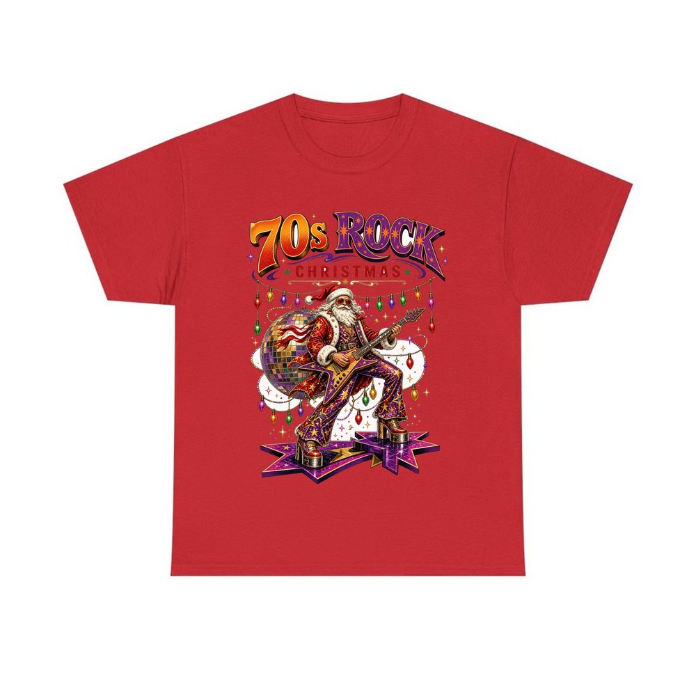 Glam Rock Santa personalised Christmas T-shirt in red