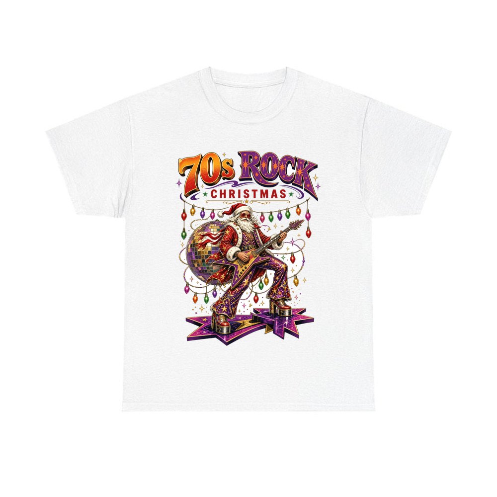 Glam Rock Santa personalised Christmas T-shirt in white