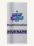 Glitch Neon Merry Christmas Personalised Beach Towel