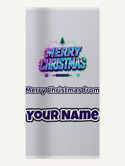 Glitch Neon Merry Christmas Personalised Beach Towel