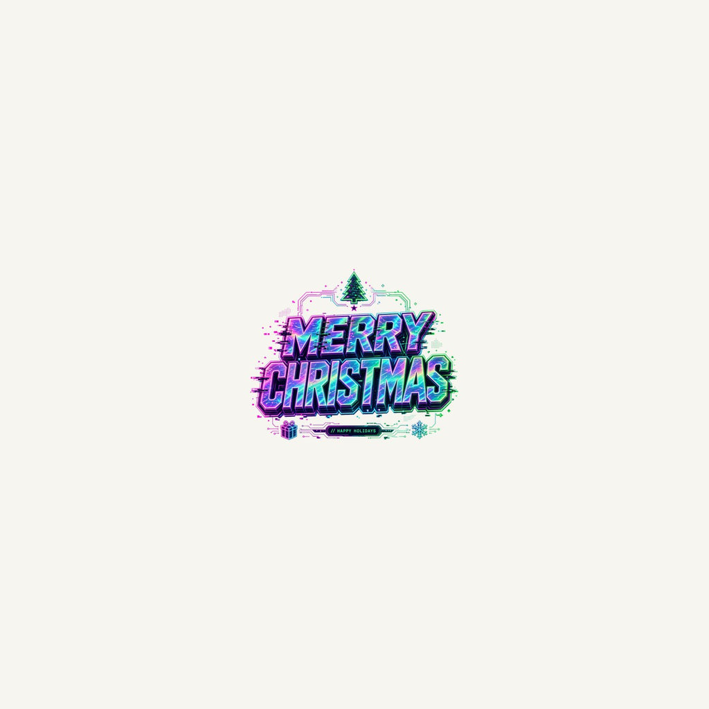 Glitch Neon Merry Christmas Personalised Beach Towel