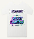 Glitch Neon Merry Christmas Personalised Christmas T-Shirt and Hoodie