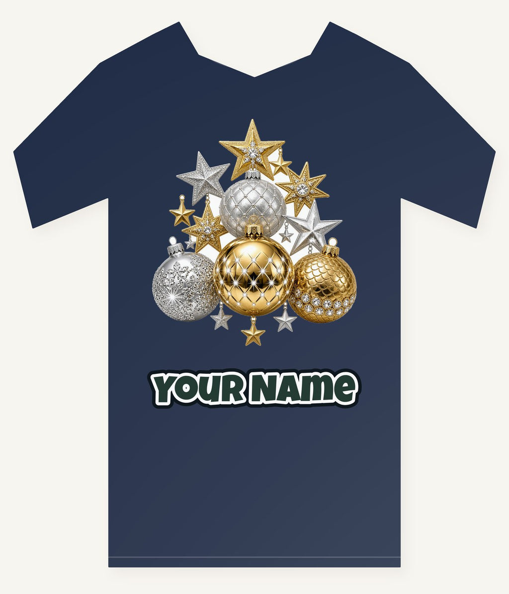Gold and Silver Bauble Cluster Personalised Kids Tee and Baby Bodysuit