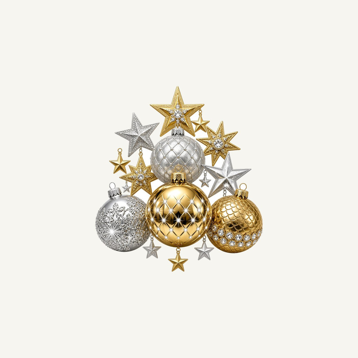 Gold and Silver Bauble Cluster Personalised Christmas Mug