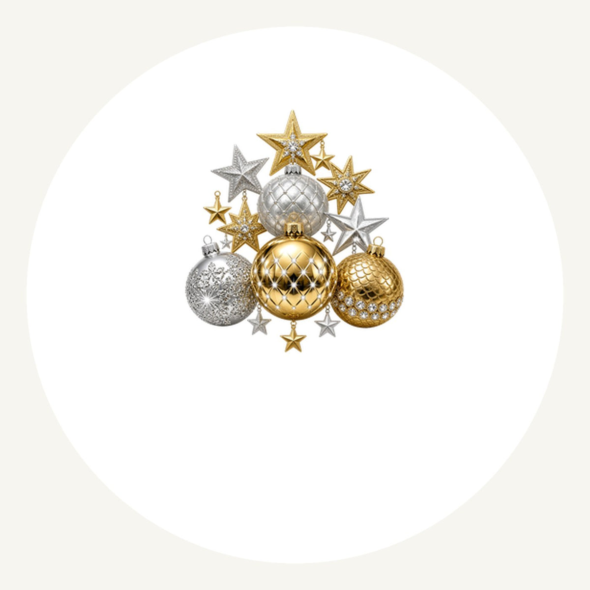 Gold and Silver Bauble Cluster Personalised Pewter Christmas Ornament