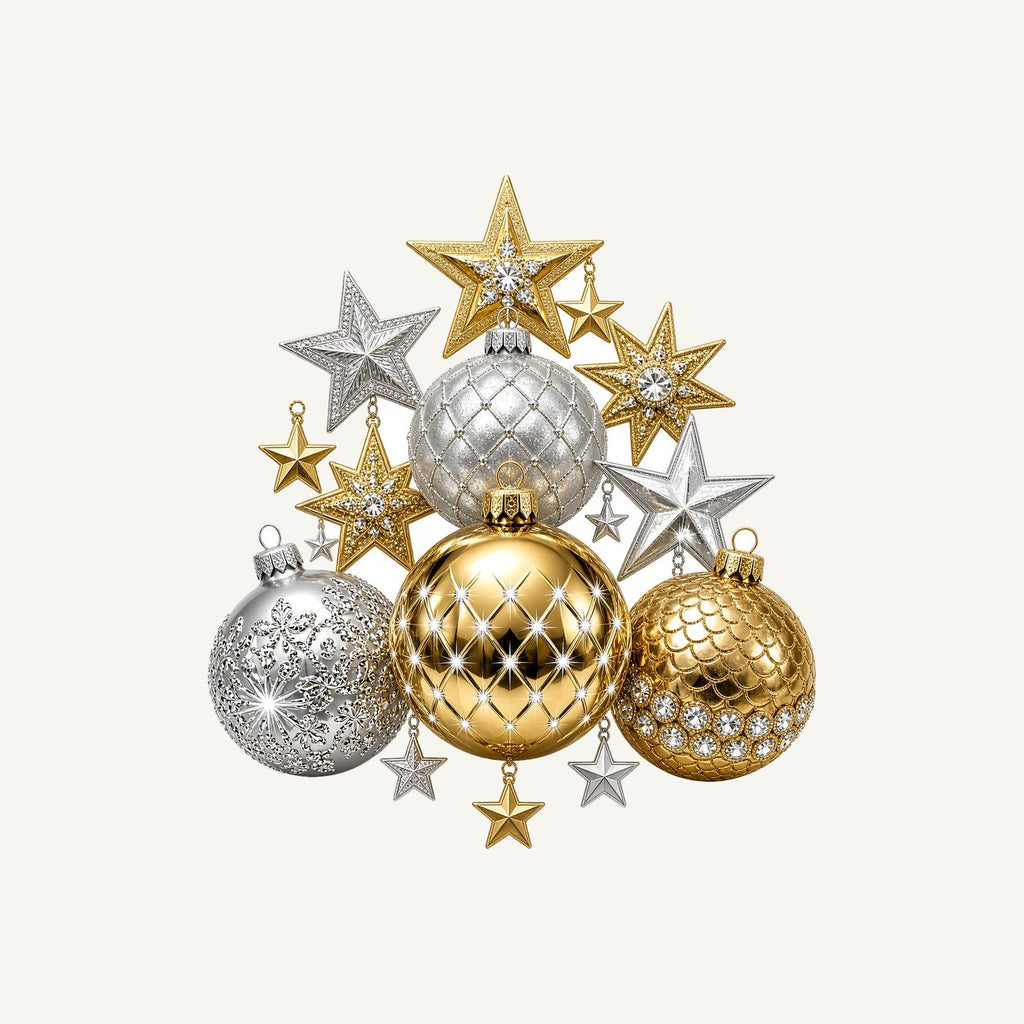 Gold and Silver Bauble Cluster Personalised Christmas T-Shirt and Hoodie