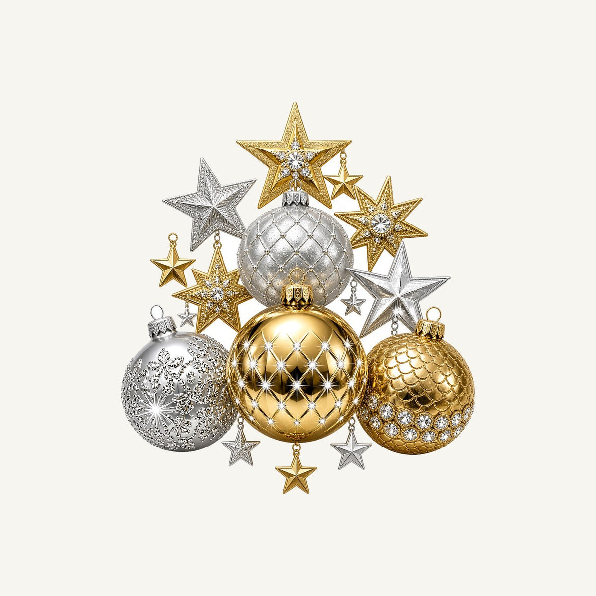 Gold and Silver Bauble Cluster Personalised Christmas T-Shirt and Hoodie