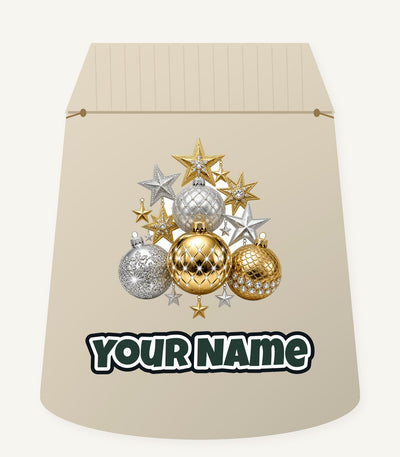 Gold and Silver Bauble Cluster Personalised Santa Sack