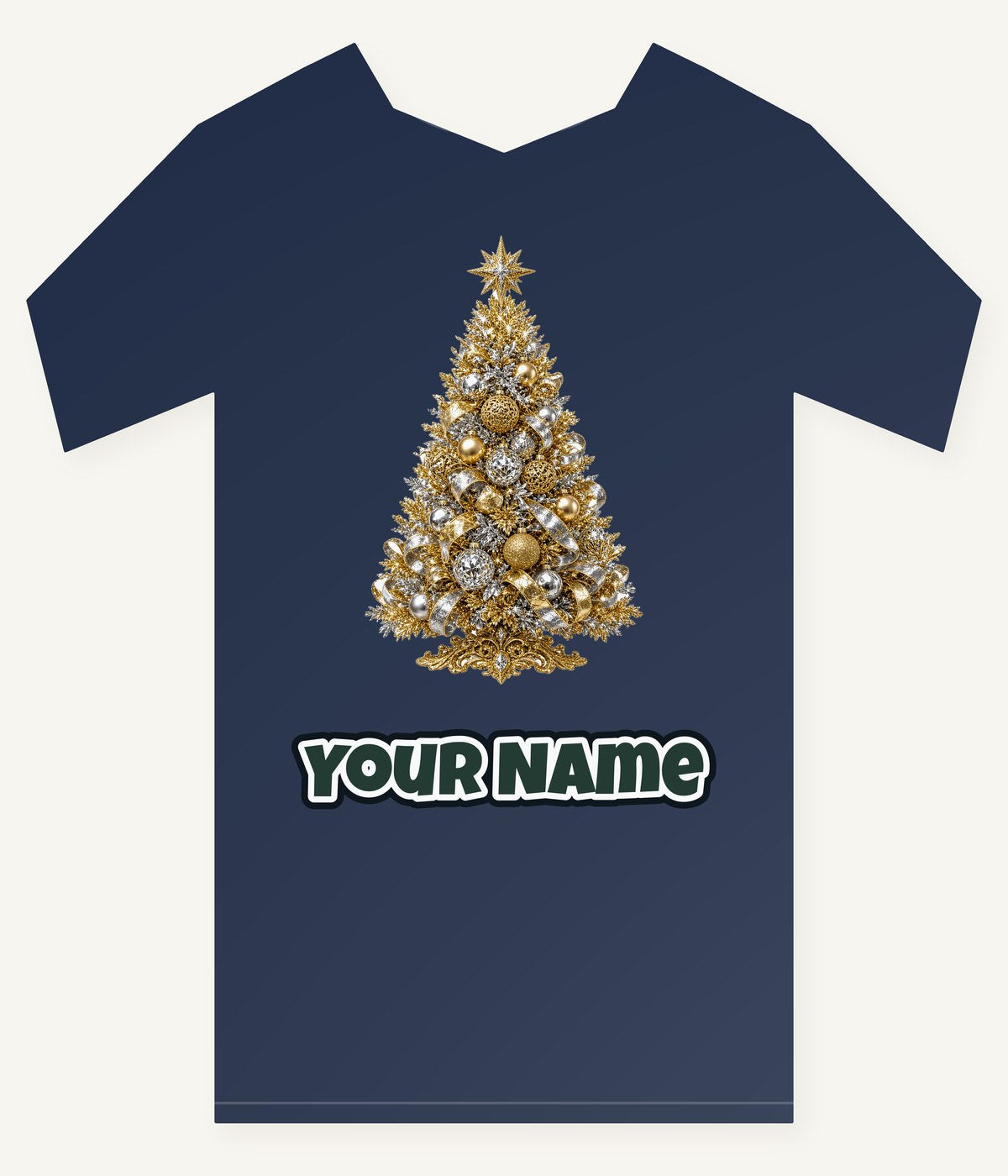 Gold and Silver Christmas Tree Personalised Kids Tee and Baby Bodysuit