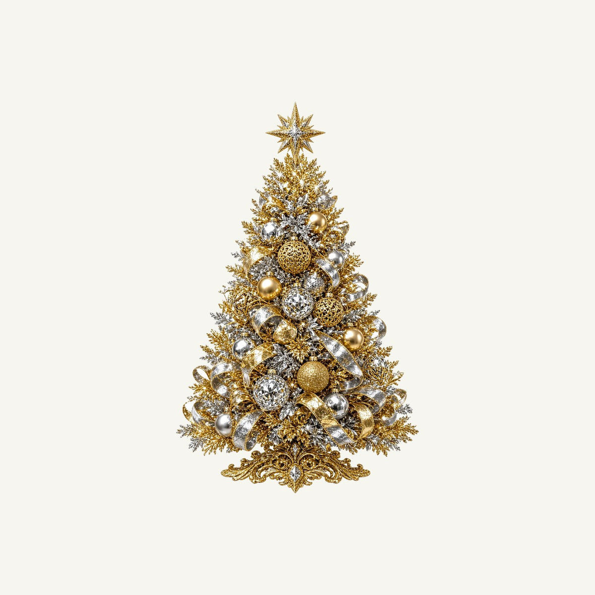 Gold and Silver Christmas Tree Personalised Kids Tee and Baby Bodysuit