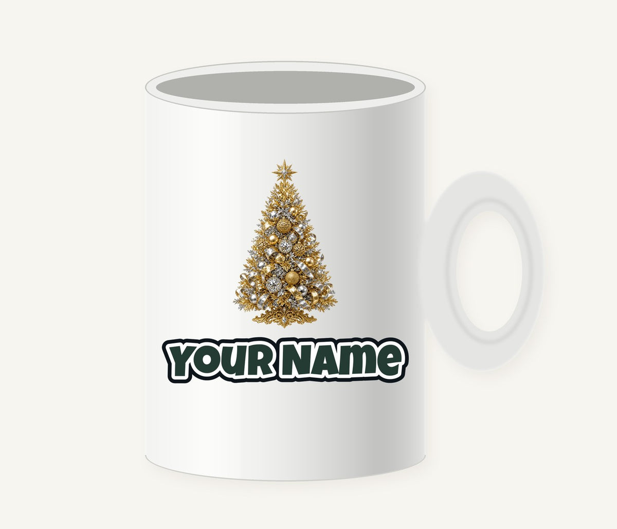 Gold and Silver Christmas Tree Personalised Christmas Mug