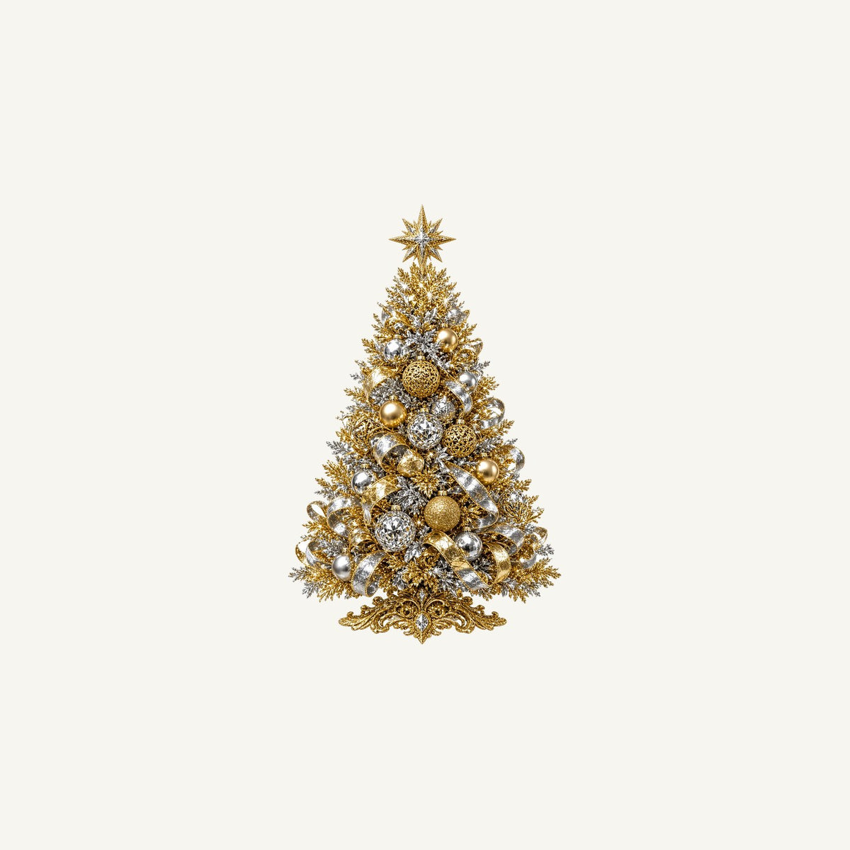 Gold and Silver Christmas Tree Personalised Christmas Mug