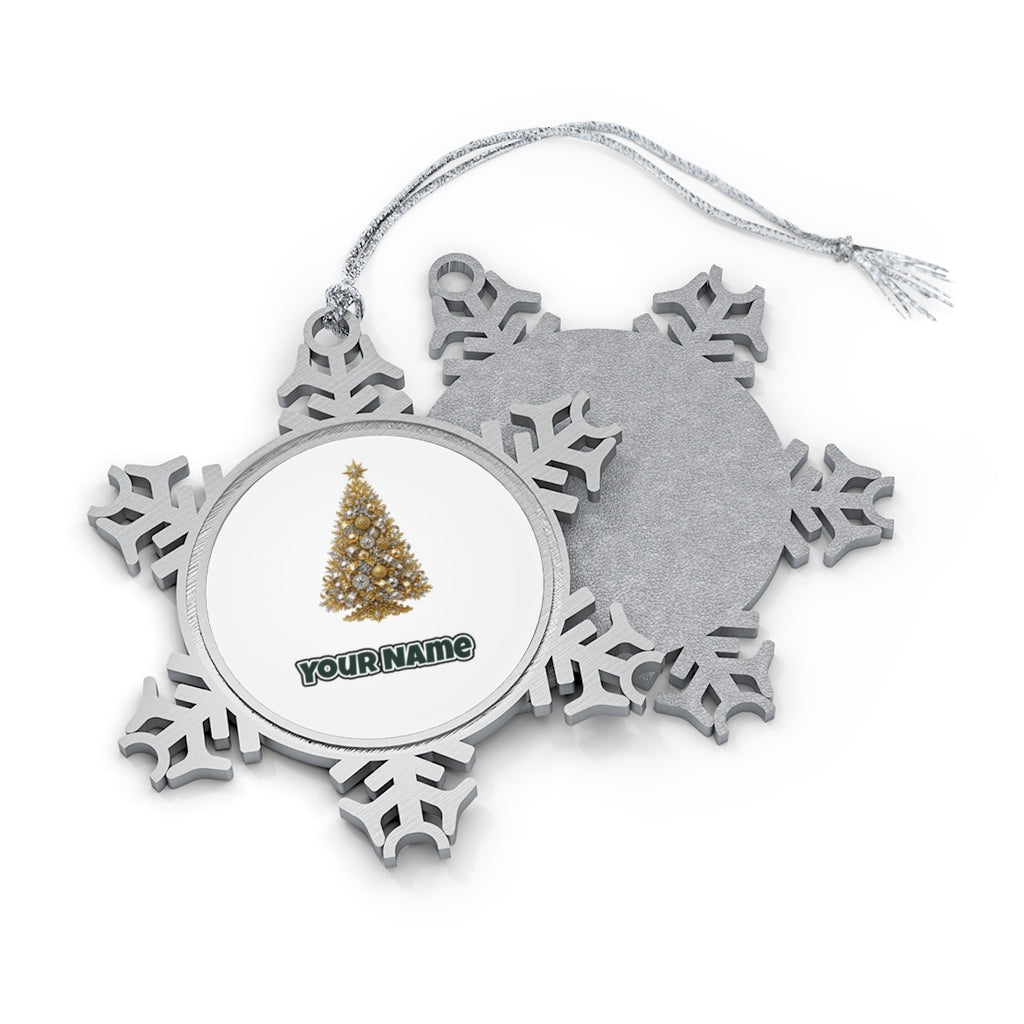 Gold and Silver Christmas Tree Personalised Pewter Christmas Ornament