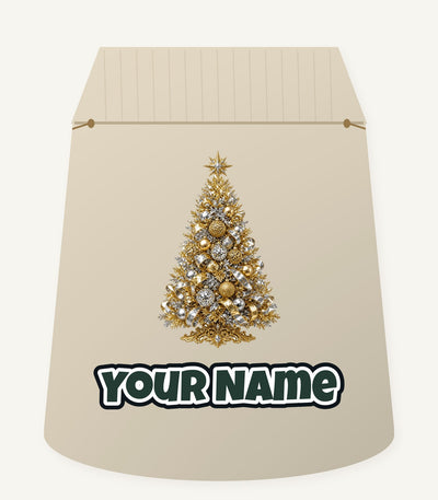 Gold and Silver Christmas Tree Personalised Santa Sack
