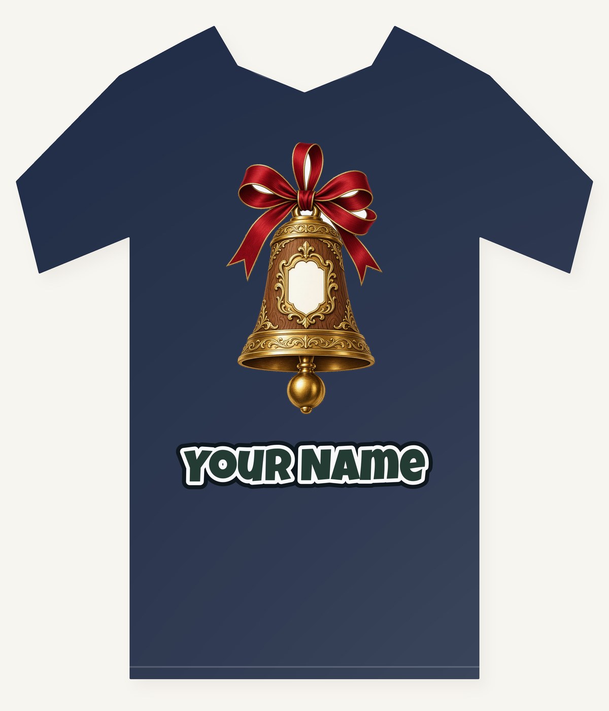 Gold Bell With Name Plaque Personalised Kids Tee and Baby Bodysuit