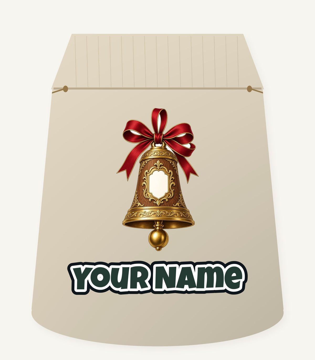 Gold Bell With Name Plaque Personalised Santa Sack