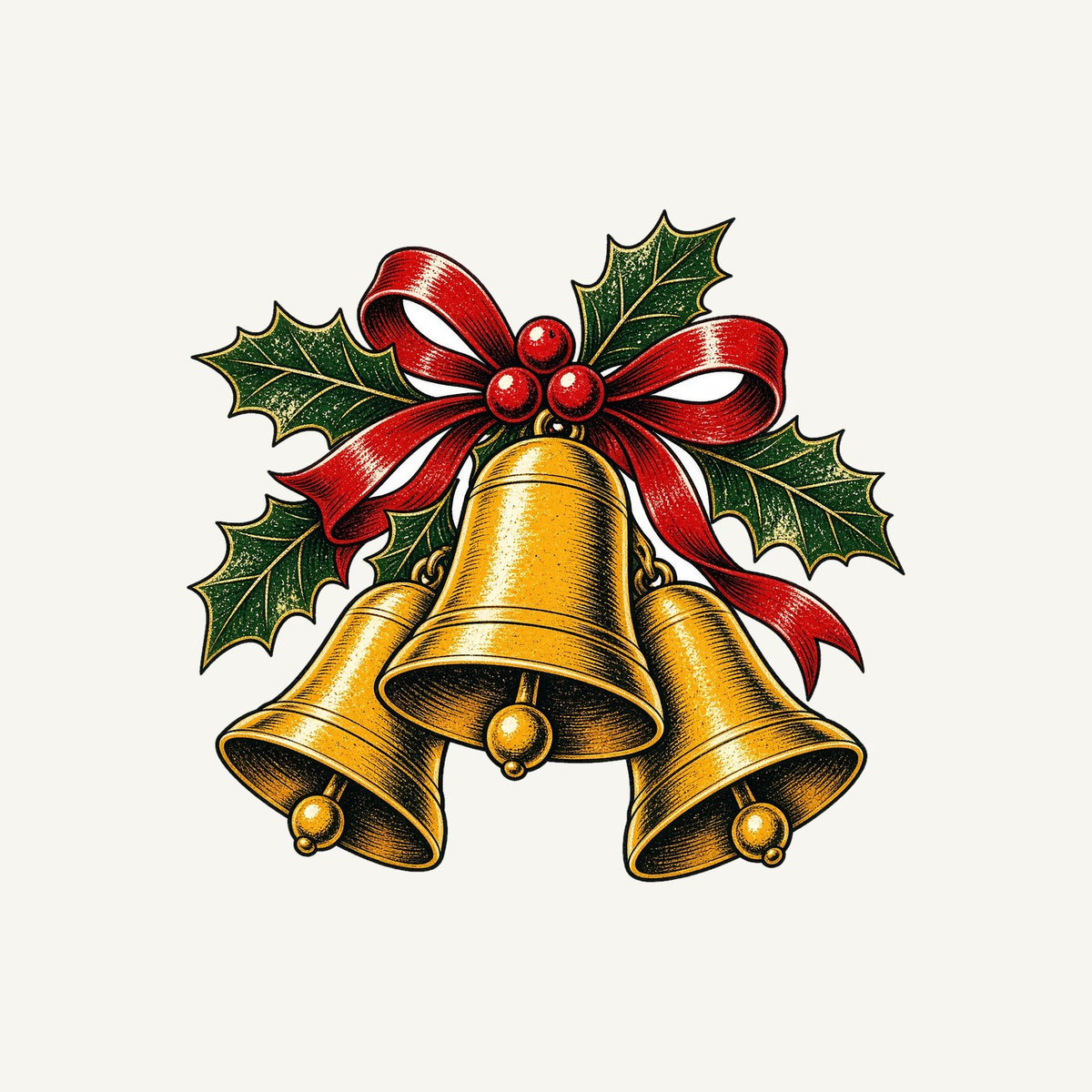 Gold Bells With Holly Personalised Kids Tee and Baby Bodysuit