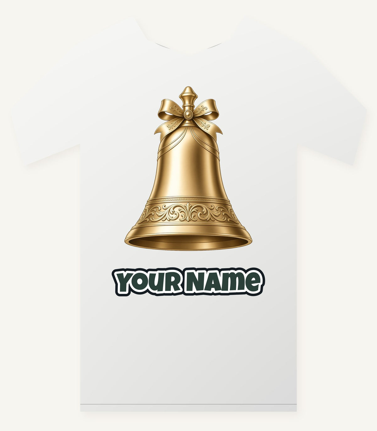 Gold Christmas Bell Personalised Christmas T-Shirt and Hoodie