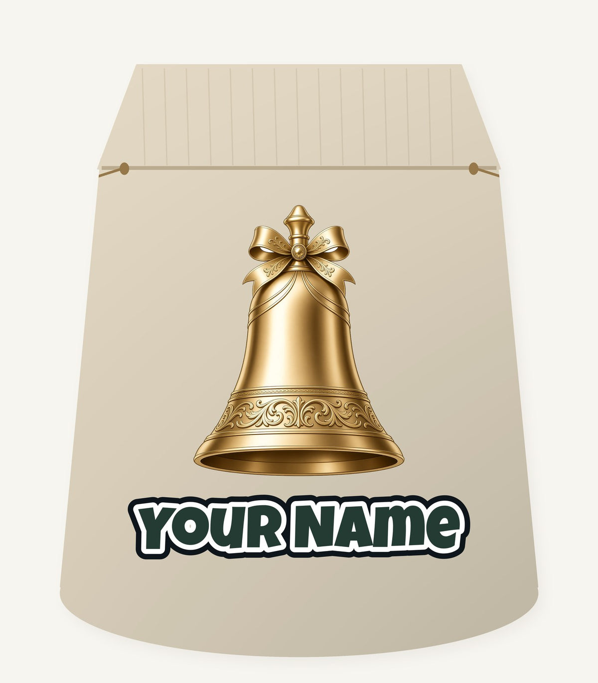 Gold Christmas Bell Personalised Santa Sack
