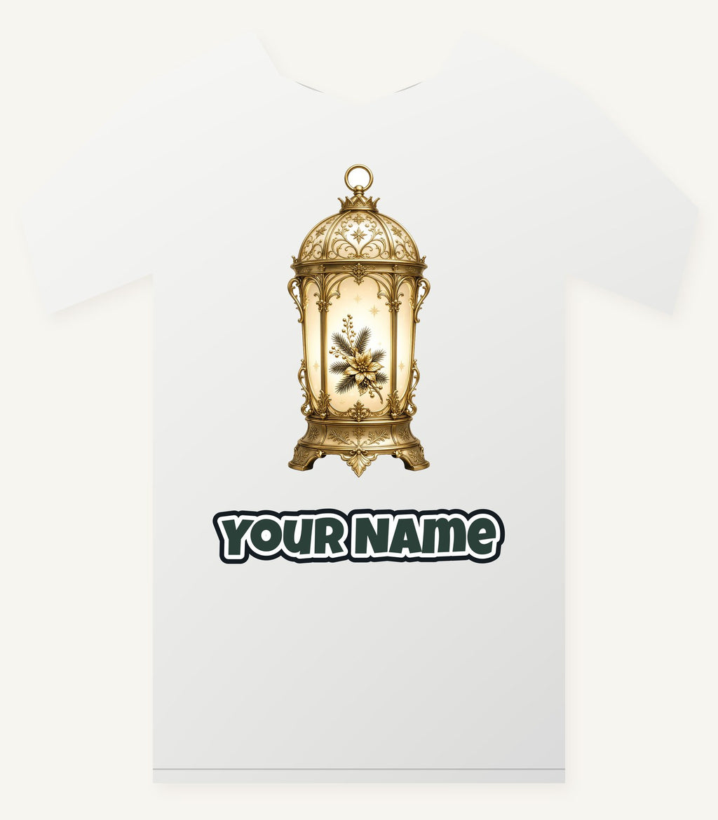 Gold Christmas Lantern Personalised Christmas T-Shirt and Hoodie