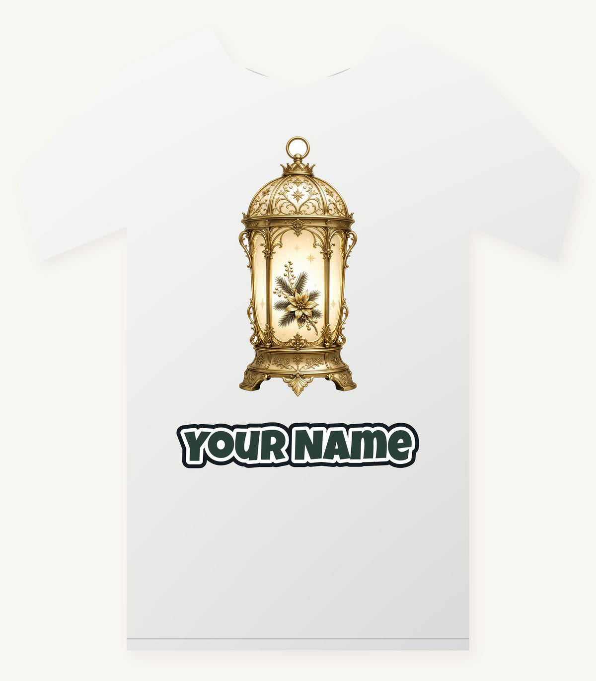 Gold Christmas Lantern Personalised Christmas T-Shirt and Hoodie